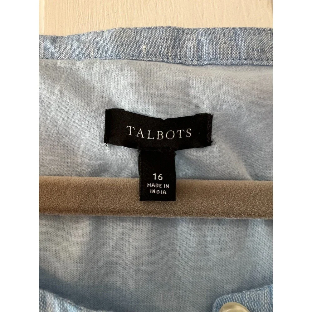 Talbots Women’s 16 Linen Shift Dress Seaside Stripe Lined Coastal Timeless Beach - Picture 5 of 11